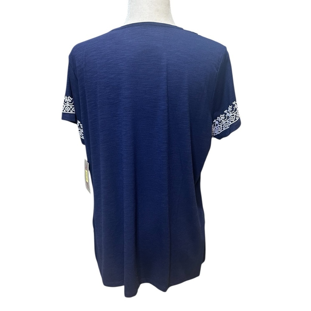 Allison Daley Navy Top with Embroidery - Picture 5 of 6